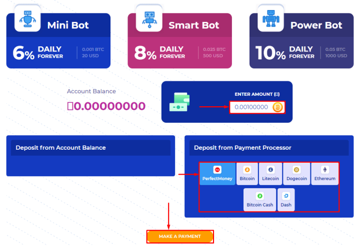 Creating a deposit in the BotMinions project