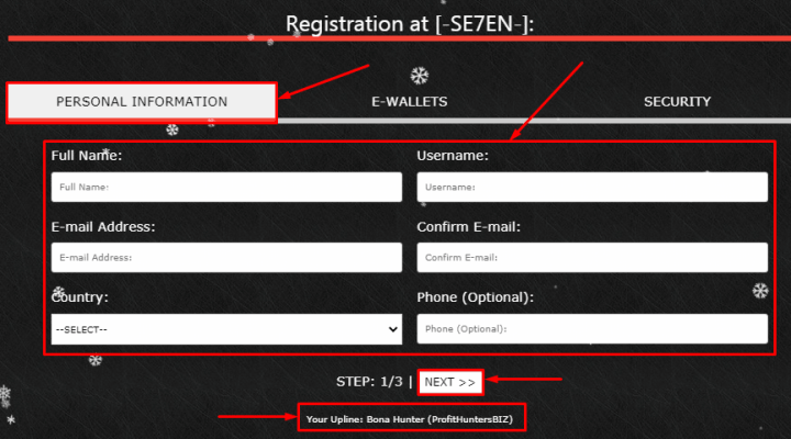Registration in the Se7en Systems project
