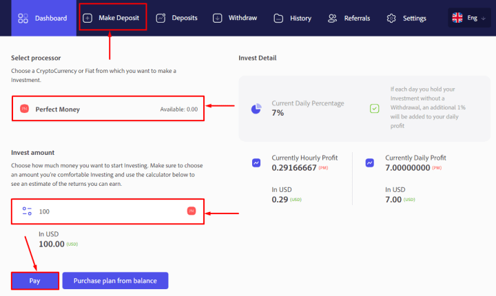 Creating a deposit in the BankReturns project