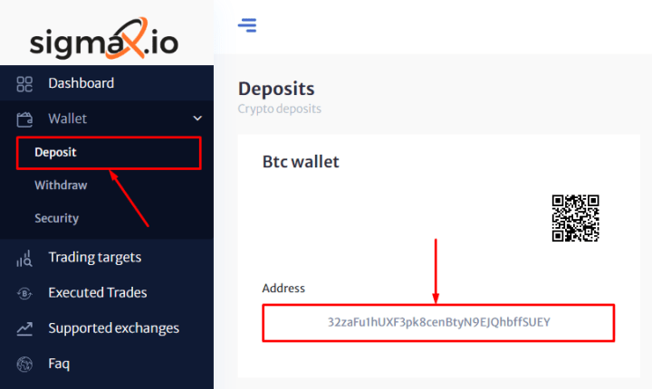 Creating a deposit in the Sigmax project