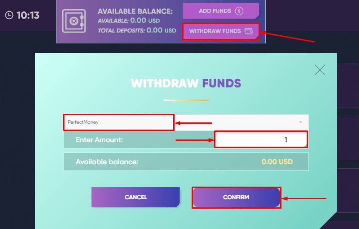 Withdrawing funds in the Wego Trade project