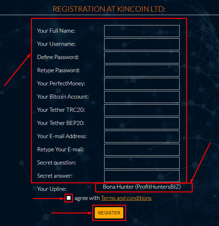 Registration in the Kincoin project