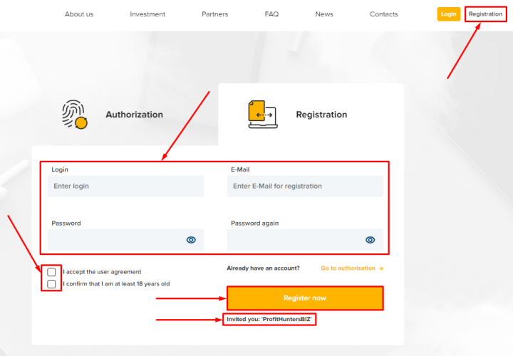 Registration in the CarFoxes project