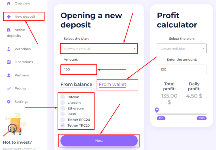 Creating a deposit in the Crownsic project