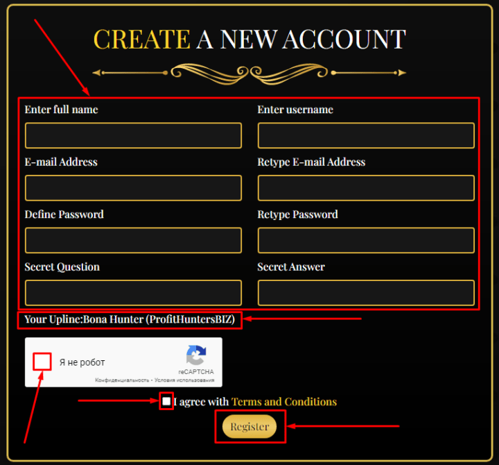 Registration in the RoyalCasinoFund project