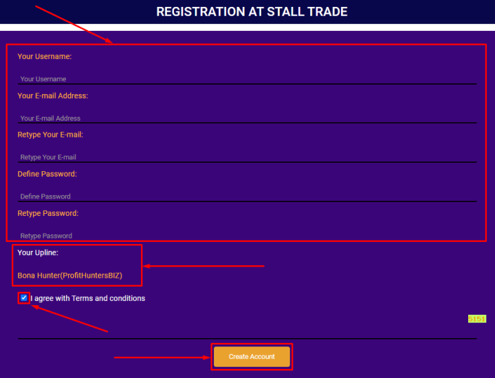 Регистрация в проекте Stall Trade