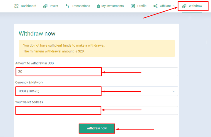 Вывод средств в проекте Nordic ArbEx