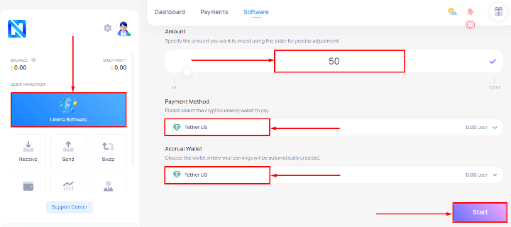 Создание депозита в проекте Niolic